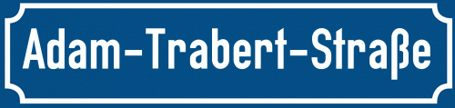 Straßenschild Adam-Trabert-Straße