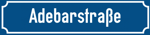 Straßenschild Adebarstraße