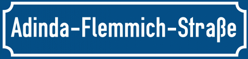 Straßenschild Adinda-Flemmich-Straße