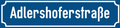 Straßenschild Adlershoferstraße zum kostenlosen Download