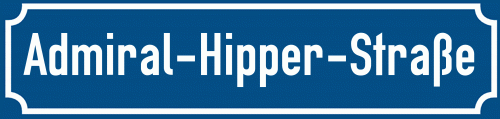 Straßenschild Admiral-Hipper-Straße zum kostenlosen Download
