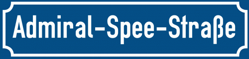 Straßenschild Admiral-Spee-Straße
