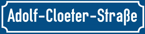 Straßenschild Adolf-Cloeter-Straße zum kostenlosen Download
