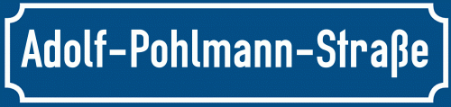 Straßenschild Adolf-Pohlmann-Straße zum kostenlosen Download