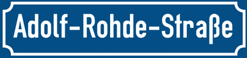 Straßenschild Adolf-Rohde-Straße zum kostenlosen Download