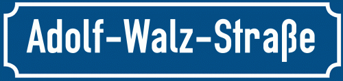 Straßenschild Adolf-Walz-Straße zum kostenlosen Download