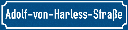 Straßenschild Adolf-von-Harless-Straße