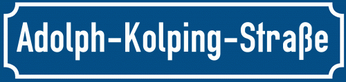Straßenschild Adolph-Kolping-Straße zum kostenlosen Download