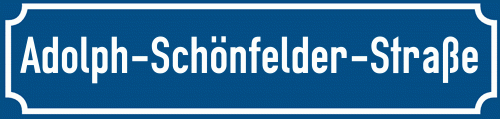 Straßenschild Adolph-Schönfelder-Straße