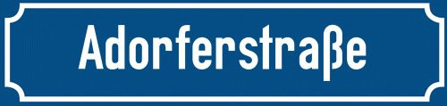 Straßenschild Adorferstraße zum kostenlosen Download