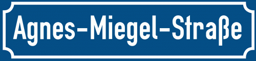 Straßenschild Agnes-Miegel-Straße zum kostenlosen Download