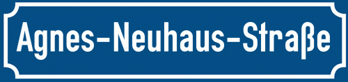 Straßenschild Agnes-Neuhaus-Straße zum kostenlosen Download