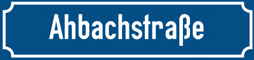 Straßenschild Ahbachstraße