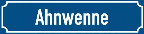 Straßenschild Ahnwenne