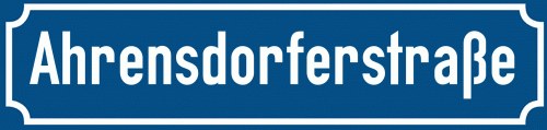 Straßenschild Ahrensdorferstraße zum kostenlosen Download