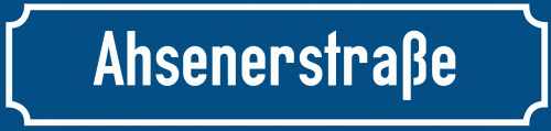Straßenschild Ahsenerstraße