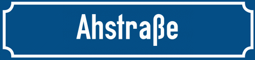 Straßenschild Ahstraße zum kostenlosen Download