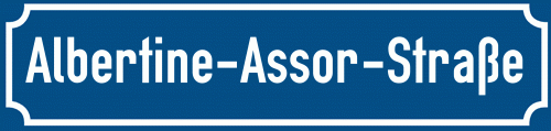 Straßenschild Albertine-Assor-Straße
