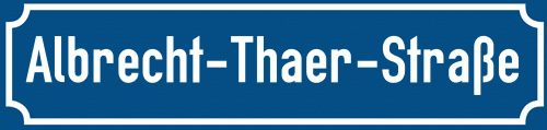 Straßenschild Albrecht-Thaer-Straße zum kostenlosen Download
