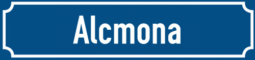 Straßenschild Alcmona