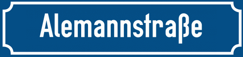 Straßenschild Alemannstraße zum kostenlosen Download