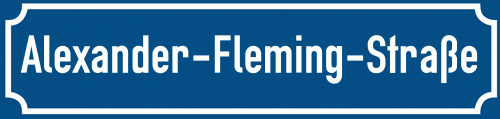 Straßenschild Alexander-Fleming-Straße zum kostenlosen Download