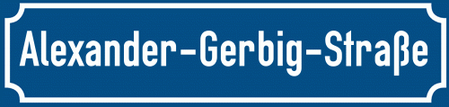 Straßenschild Alexander-Gerbig-Straße zum kostenlosen Download