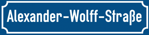Straßenschild Alexander-Wolff-Straße zum kostenlosen Download