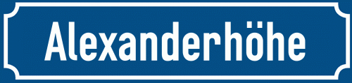 Straßenschild Alexanderhöhe