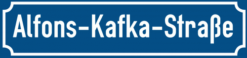 Straßenschild Alfons-Kafka-Straße zum kostenlosen Download