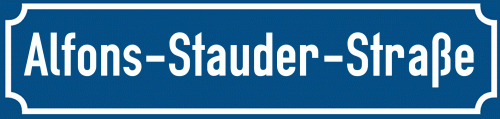 Straßenschild Alfons-Stauder-Straße zum kostenlosen Download