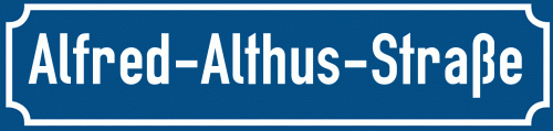 Straßenschild Alfred-Althus-Straße zum kostenlosen Download