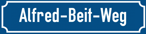 Straßenschild Alfred-Beit-Weg