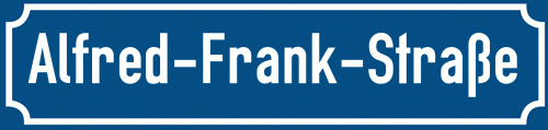 Straßenschild Alfred-Frank-Straße