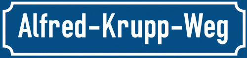 Straßenschild Alfred-Krupp-Weg