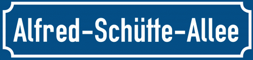 Straßenschild Alfred-Schütte-Allee zum kostenlosen Download