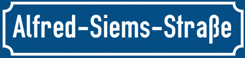 Straßenschild Alfred-Siems-Straße zum kostenlosen Download