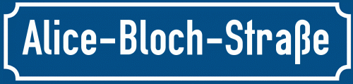 Straßenschild Alice-Bloch-Straße