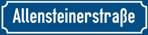 Straßenschild Allensteinerstraße zum kostenlosen Download