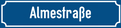 Straßenschild Almestraße zum kostenlosen Download