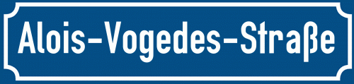Straßenschild Alois-Vogedes-Straße zum kostenlosen Download