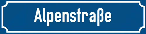 Straßenschild Alpenstraße zum kostenlosen Download