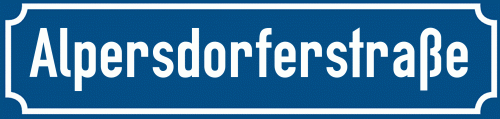 Straßenschild Alpersdorferstraße
