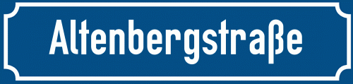 Straßenschild Altenbergstraße zum kostenlosen Download