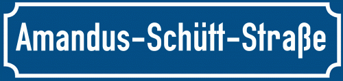 Straßenschild Amandus-Schütt-Straße zum kostenlosen Download