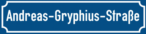 Straßenschild Andreas-Gryphius-Straße zum kostenlosen Download