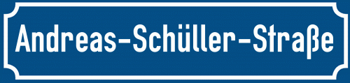 Straßenschild Andreas-Schüller-Straße zum kostenlosen Download