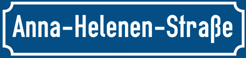 Straßenschild Anna-Helenen-Straße zum kostenlosen Download