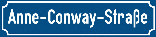 Straßenschild Anne-Conway-Straße