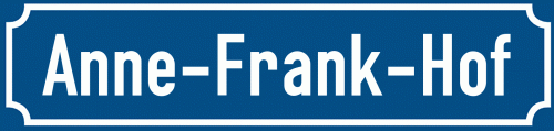 Straßenschild Anne-Frank-Hof